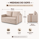 Ver imagem 3 de Sofá Cama Casal Mali 2 Lugares 1,40m Linho Confortável - Bege | Courino