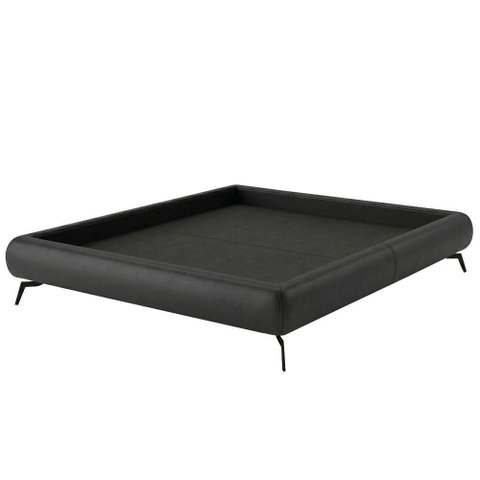 Cama Box Casal Nami Corano com Pés de Metal Revestimento Courino Preto 156cm Nexta Casa