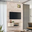Ver imagem 6 de Estante Home Theater com Bancada Suspensa Monte Carlo com Mesa de Centro Indianápolis Calacata Off