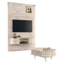 Ver imagem 1 de Estante Home Theater com Bancada Suspensa Monte Carlo com Mesa de Centro Indianápolis Calacata Off