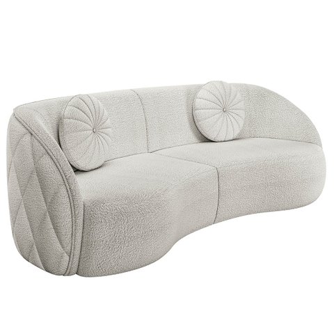 Sofá Decorativo com Almofadas 4 Lugares 318cm Tressê Zion M22 Bouclê Branco - Mpozenato
