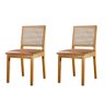 Kit 2 Cadeiras de Telinha Atenas em Madeira Maciça Tauari e Couro Caramelo - 1