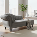 Ver imagem 1 de Recamier Decorativo Divã Amsterdã 147cm Lado Direito Couro Cinza