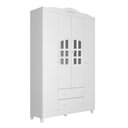 Ver imagem 1 de Guarda Roupa Infantil Provençal 4 Portas com Gavetas Lisa Branco Brilho Carolina Baby