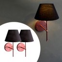Ver imagem 1 de Kit 2 Arandelas de Parede Clássica Alumínio com Cúpula Tecido Algodão Ref 19