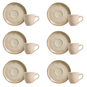 Conjunto de Xícara de Cafezinho com Pires 06 Peças Bio Raio Porto Brasil