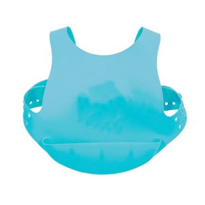Babador de Silicone Azul com Cinta e Bolso Cata Migalhas
