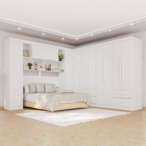 Guarda-Roupa Casal Modulado 11 Portas 4 Gavetas Alemanha Branco