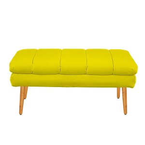 Puff Aparador Estofado Italy Decorativo Veludo Amarelo