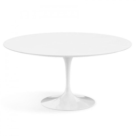Mesa De Jantar Redonda 130 Cm + Vidro Temperado Branco