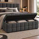 Ver imagem 2 de Recamier Baú Cama Queen 193cm Banco Puf Estofado Bouclé Boss:Cinza Escuro/Bouclé