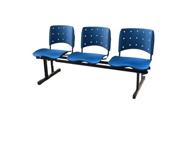 Cadeira Longarina plástica 03 Lugares - Cor azul - Ergoplax - 1