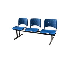 Cadeira Longarina plástica 03 Lugares - Cor azul - Ergoplax - 1