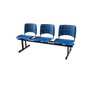 Cadeira Longarina plástica 03 Lugares - Cor azul - Ergoplax - 1