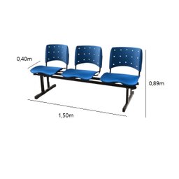 Cadeira Longarina plástica 03 Lugares - Cor azul - Ergoplax - 4