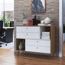 Ver imagem 4 de Cômoda Multiuso Estilo Retrô com 4 Gavetas e 2 Nichos 1,10 M Cor:branco com Mel