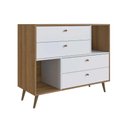 Ver imagem 7 de Cômoda Multiuso Estilo Retrô com 4 Gavetas e 2 Nichos 1,10 M Cor:branco com Mel