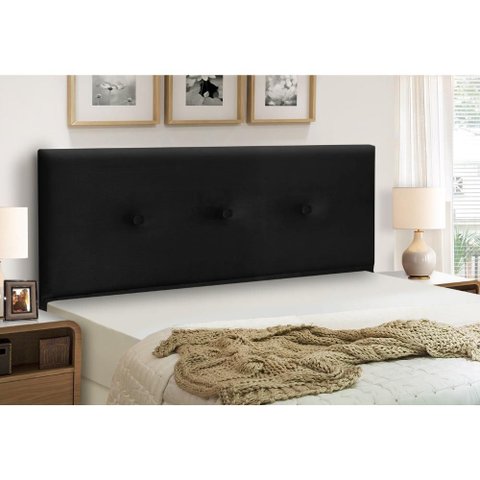 Cabeceira Estofados Solteiro Quarto 90cm Mariana Suede Preto Madelina Decor