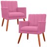 Kit 2 Poltrona Decorativa Miami Rosa para Sala de Estar Recepção - 1