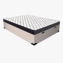 Ver imagem 2 de Cama Base Box Baú Casal Reforçado Sintético Bege + Colchão Casal Reforçado D33 20x138x188