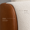 Ver imagem 2 de Sofá Sereno Retrátil Reclinavel Moderno Elegante Organico Divani em Bouclé Off White e Courino Caram