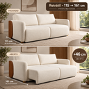 Ver imagem 7 de Sofá Sereno Retrátil Reclinavel Moderno Elegante Organico Divani em Bouclé Off White e Courino Caram