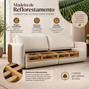Ver imagem 6 de Sofá Sereno Retrátil Reclinavel Moderno Elegante Organico Divani em Bouclé Off White e Courino Caram