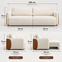 Ver mais imagens de Sofá Sereno Retrátil Reclinavel Moderno Elegante Organico Divani em Bouclé Off White e Courino Caram