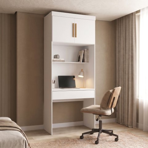 Escrivaninha Modular com 1 Gaveta 100% MDF Smart Branco