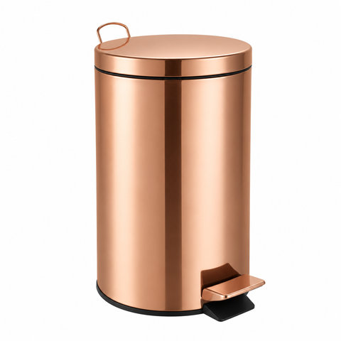 Lixeira Inox Redonda c/Pedal 20L. Polido Mood - Red Gold