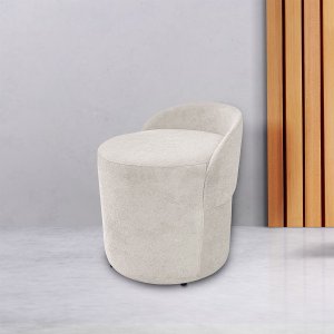 Puff Decorativo com Encosto Forma Orgânica Bouclé Yuri