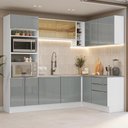 Ver imagem 1 de Armário de Cozinha Completa de Canto 399 Cm Branco/cinza Lux Madesa 01