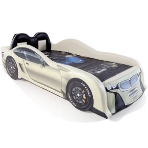 Cama Carro Solteiro Z300 Plus com Banco Esportivo - Bege