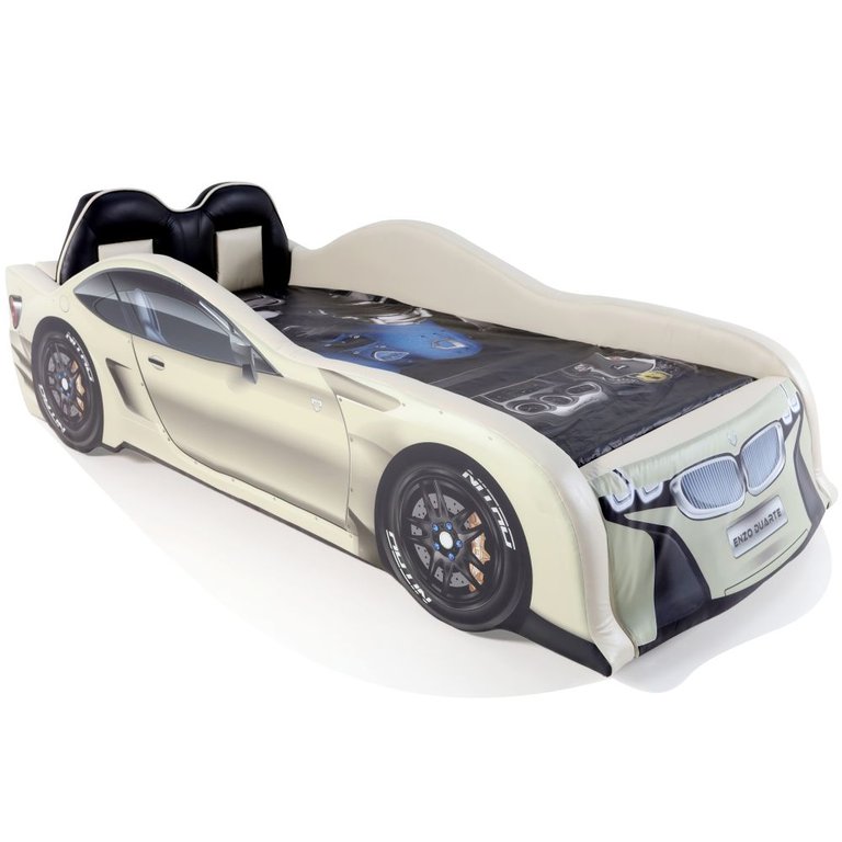 Cama Carro Solteiro Z300 Plus com Banco Esportivo - Bege