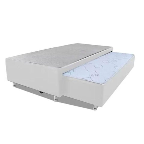 Cama Box Bicama Auxiliar Solteiro Espuma 8cm Ortopédica Sintético Madeira Branco Homequeen