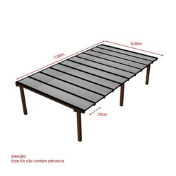 Kit Policarbonato Cinza Refletivo 6mm 7,00m X 6,00m - Perfis Naturais - 5