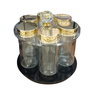 Porta Tempero Giratório 6 Potes Vidro Tampa Espelhada Luxo:Dourado - 1