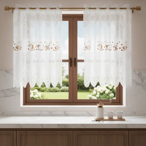 Cortina Pia Vitro Renda Cozinha Café 1,60x0,80 Alt