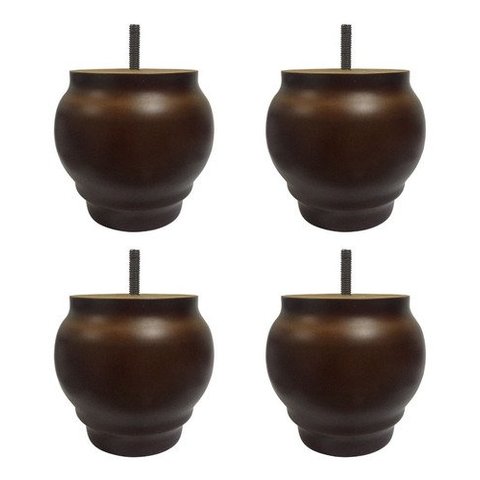 Kit 4 Pés Torneados Imbuia 10cm Linha Alta Sofás Decoração Mimo