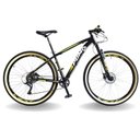 Ver imagem 1 de BICICLETA 29 PUMABIKE LINCE 9V STEEZ, FREIO HID, K7, SUSP TRAVA GUIDÃO, PRETO COM BRANCO E AMARELO, 