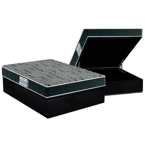 Cama Box Baú Casal: Colchão Espuma Probel D33 ProDormir Advanced Mega Resistente + Base CRC Suede