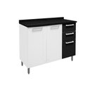Ver imagem 2 de Balcão de Cozinha Múltipla 6114 3 Portas 2 Gavetas C/tampo 105cm Branco/preto - Bertolini