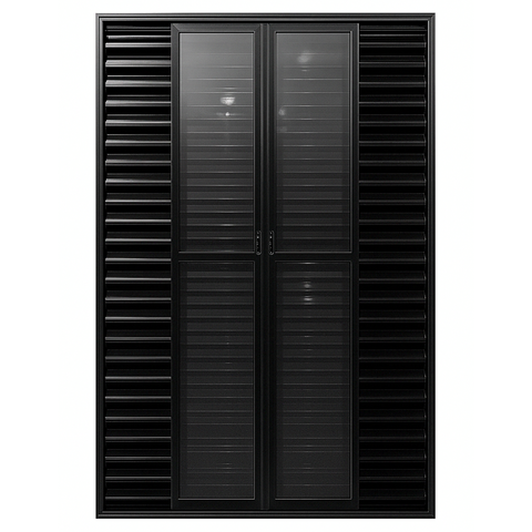 Porta Balcão de Aluminio Preto 6 Folhas com Trinco 2,10x2,00