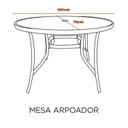 Ver imagem 3 de Kit Mesa Arpoador Alumínio e Tampo em Vidro e 4 Cadeiras Copacabana Aço e Corda Nautica Bege/Marrom