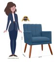 Ver imagem 3 de Kit 2 Poltronas Decorativa Cecília Suede Azul Marinho Pés Madeira Ms Decor