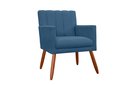 Ver imagem 2 de Kit 2 Poltronas Decorativa Cecília Suede Azul Marinho Pés Madeira Ms Decor
