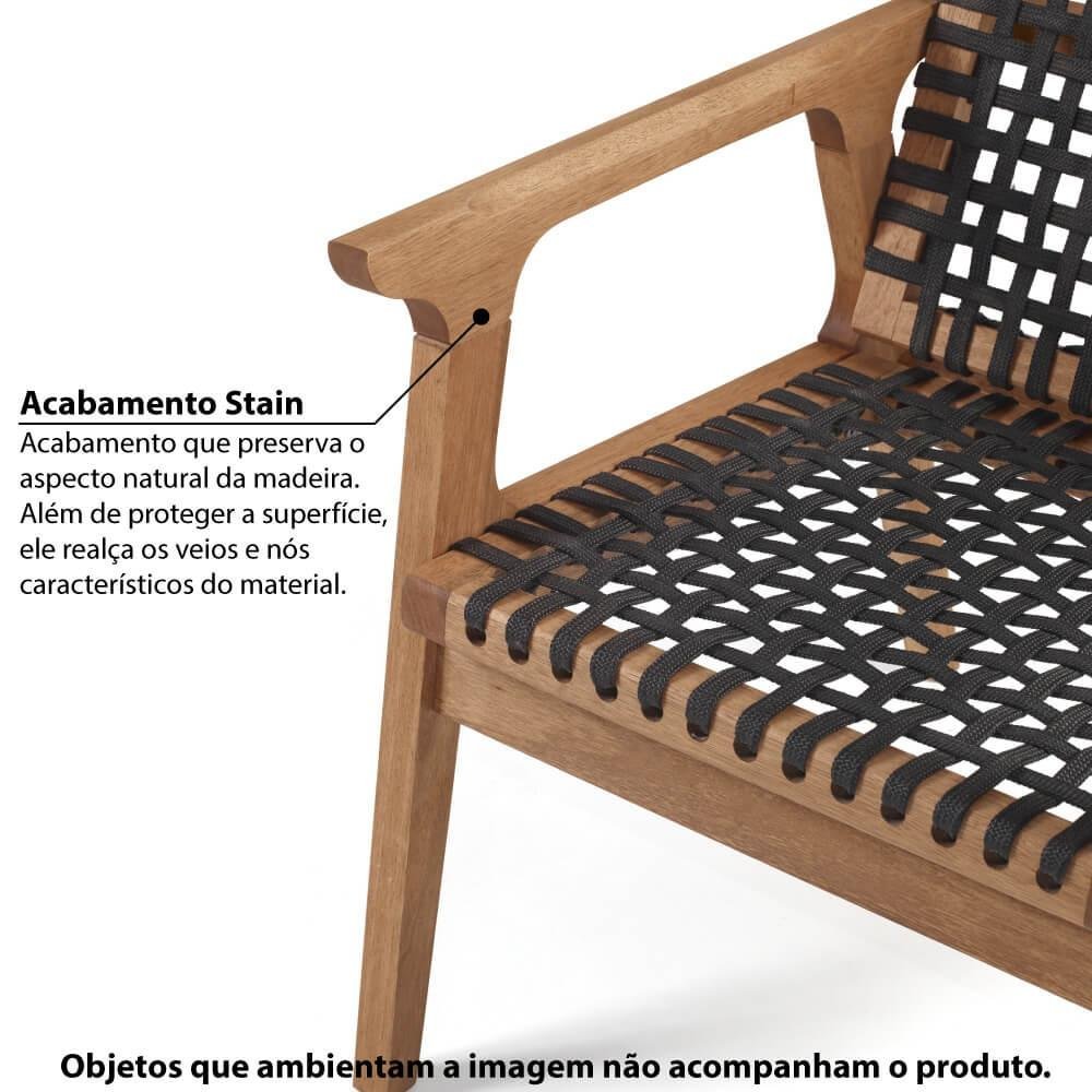 Kit com 2 Poltronas Trançadas em Madeira Eucalipto - Jatobá/Preto - 2