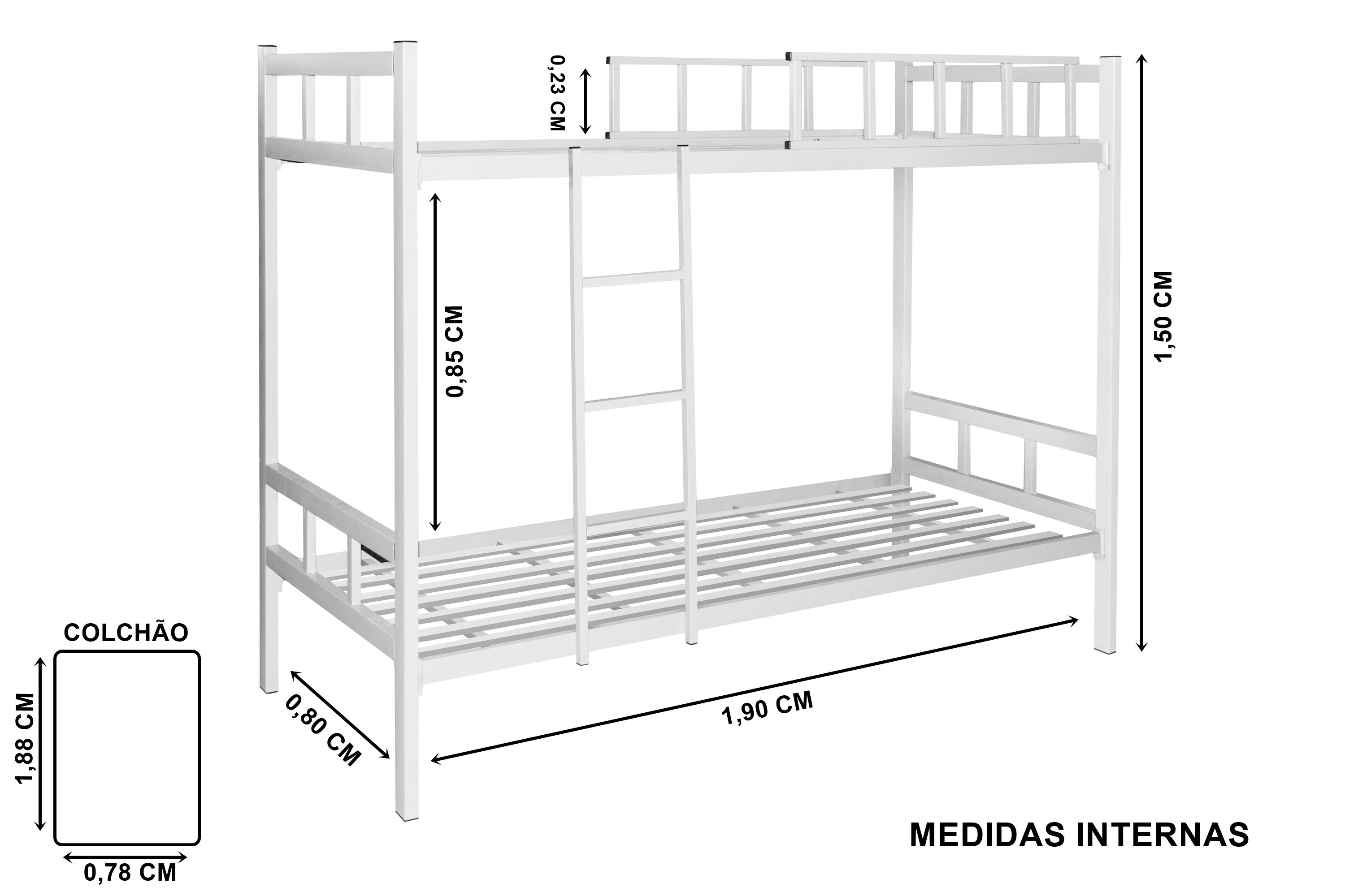 Beliche Intera de Aço, para Duas Pessoas Alojamentos .:branco - 3