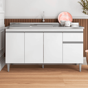 Ver imagem 1 de Balcão Gabinete de Pia para Cozinha sem Tampo 150cm Tatiane Branco- Mabe Magazine