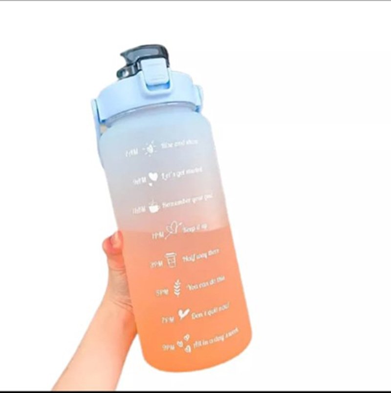 Garrafa Motivacional Anti-Vazamento 2 L Livre BPA - Azul